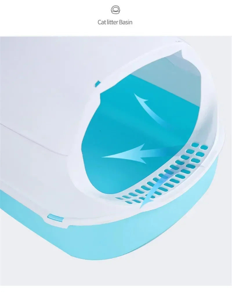 Kitty Sandbox Cat Litter Box Semi-enclosed Splashproof Cat Tray Cat Toilet Cleaning Basin Supplies Pet Toilet Kitten Tray Bedpan