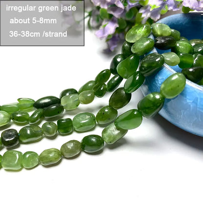 Wholesale 100% Natural Green Jade Cylinder Square Irregular Faceted Round Stone Beads for Jewelry Making Diy Bracelet Charms