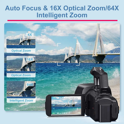 YouTube Ultra HD Camera Streaming Camera 4.0-inch Touch Screen 16X Digital Zoom 4K Professional Camera 48MP Outdoor video camera