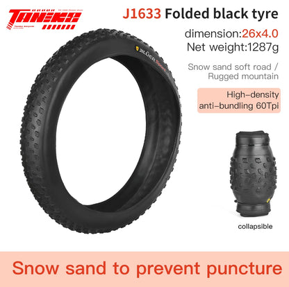 TANKE Anti Puncture Snow Beach Bicycle Tire Outdoor Biking MTB Bicycle Anti-Slip Fat Tire 20X4.0 26X4.0 Puncture Resistant Tire