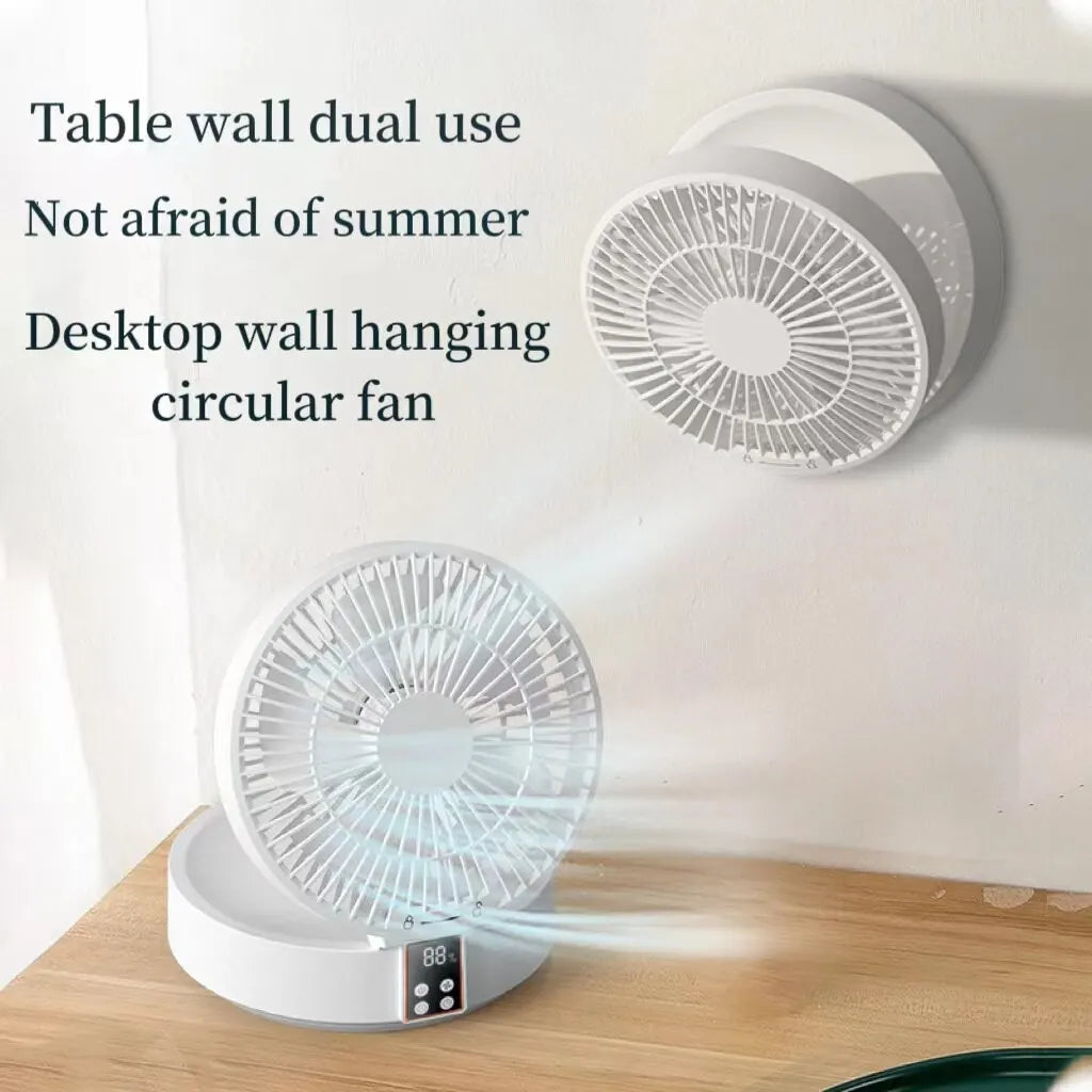 Fan with Remote Control 2023 Portable Wall-hanging Rechargeable Usb Electric Folding Fan Nightlight Air Cooler Household