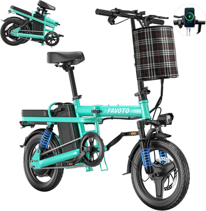 Folding Electric Bike for Adults - 400W Motor 48V10.4Ah Removable Battery, Multiple Suspension Ultra Stable Frame Foldable Ebike