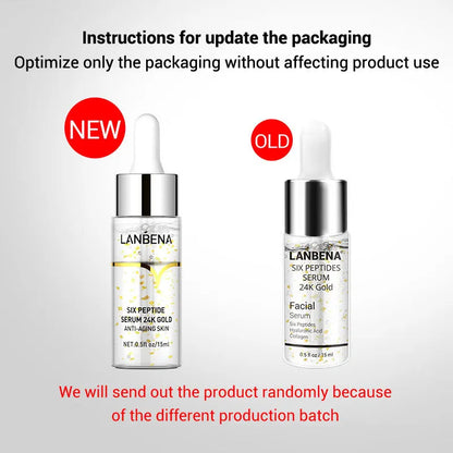 LANBENA Hyaluronic Acid Vitamin C Six Peptide Pore and Acne Treatment Serum Deep Hydration Brighten Skin Anti-Aging Essence