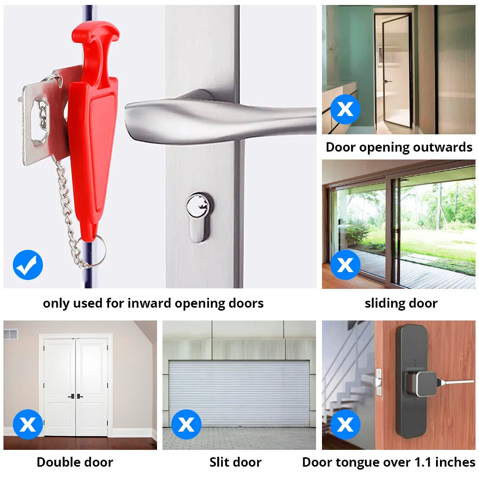 FUERS Wireless Doorstop Alarm System125dB Door Lock Home Security Anti-Theft System Portable Doorstop Preasure Alarm Sire