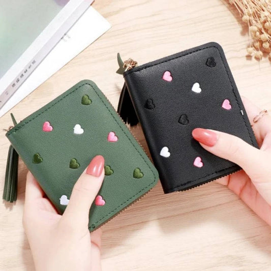 2024 Women Small Wallet Ladies Mini Tassel Wallet Cute Girl Short Zipper Lovely Pu Leather Coin Purse Female Hand Wallet Cartera