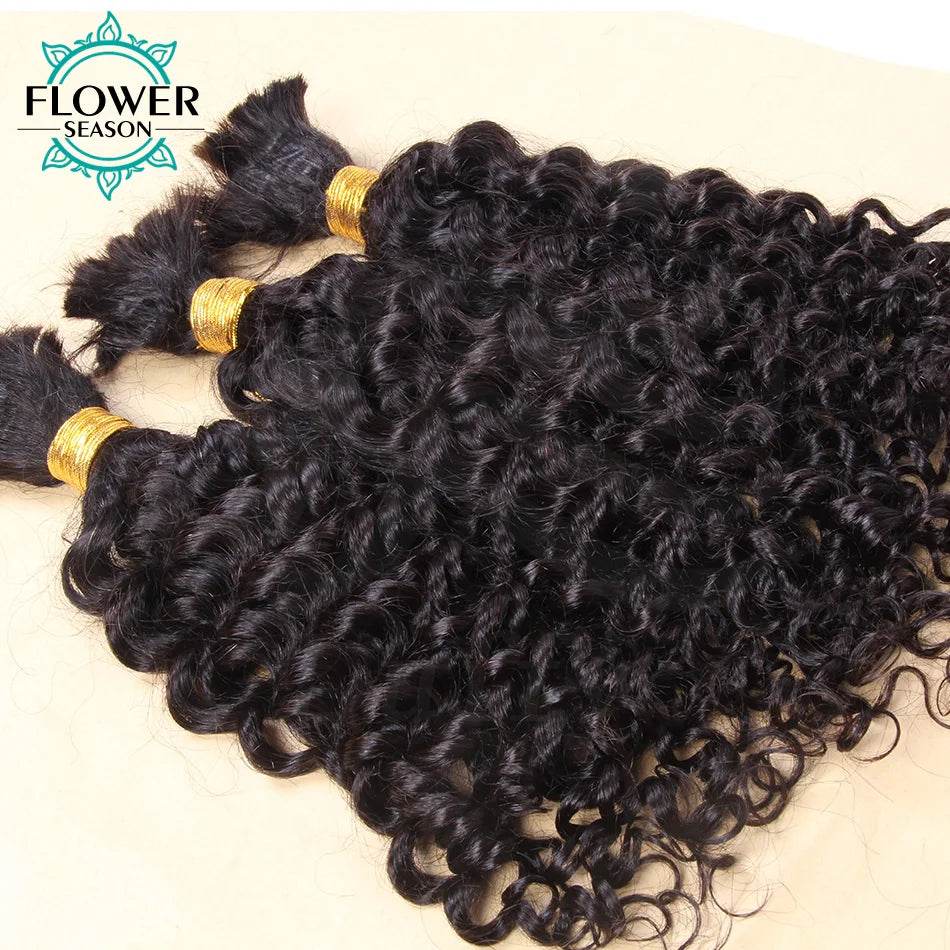 Bulk Human Hair For Braiding Wholesale Burmese Boho Braids Human Hair Extensions No Weft Double Drawn Curly Hair Bulk 3Bundles - MarvelouStoree