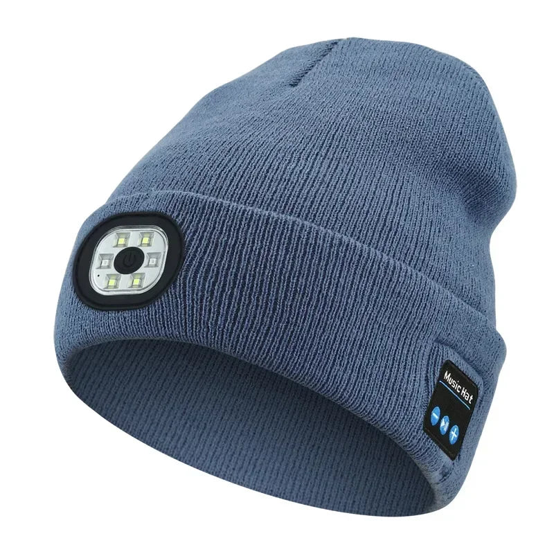 Hands-free Beanie Rechargeable Bluetooth Led Hat Headset Bright Wireless Music Headphone Player Winter Warm Cap Night Jogging