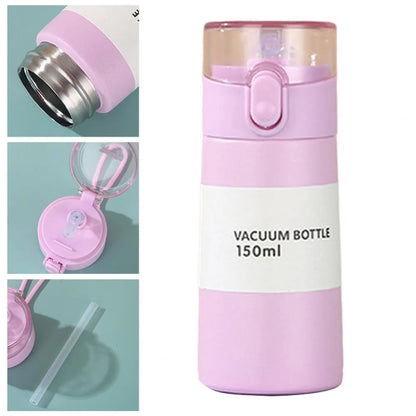 Mini Thermos Cup 150/250ml Leak-proof  Fashion Thermos Insulated Cup With Straw Portable One-button Opening Pocket Thermal Mug