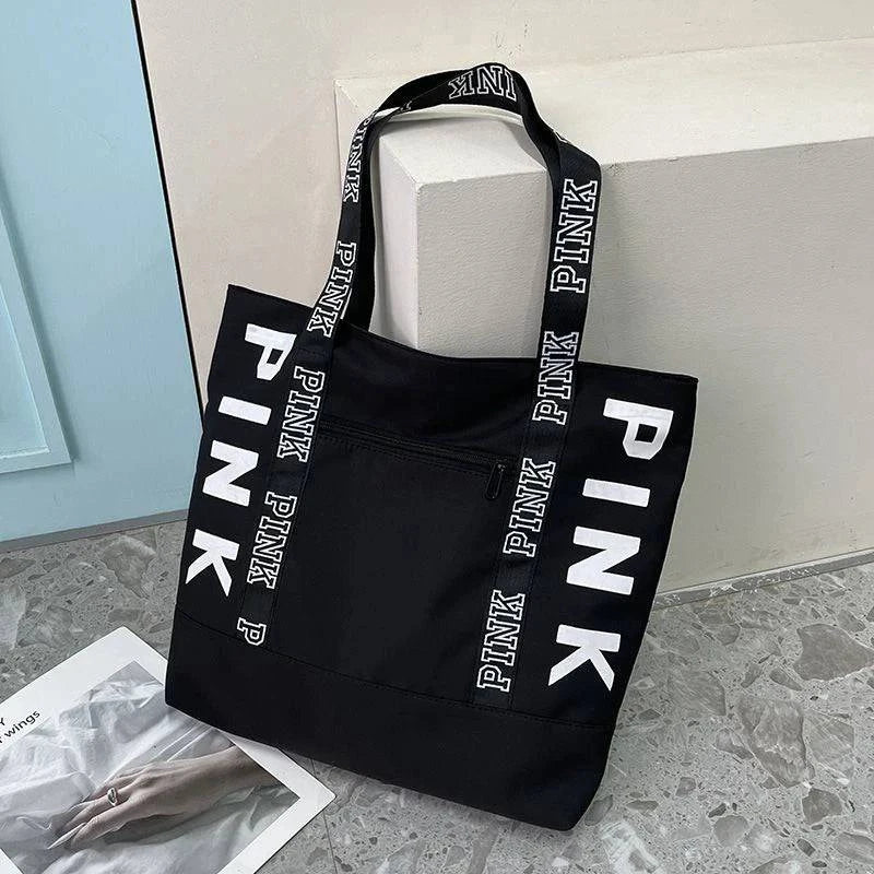 2024 New Korean Fashion Shoulder Bag Trend Letter Bag Printed Bag Color Contrast Letter Strap Handbags Large Capacity Tote