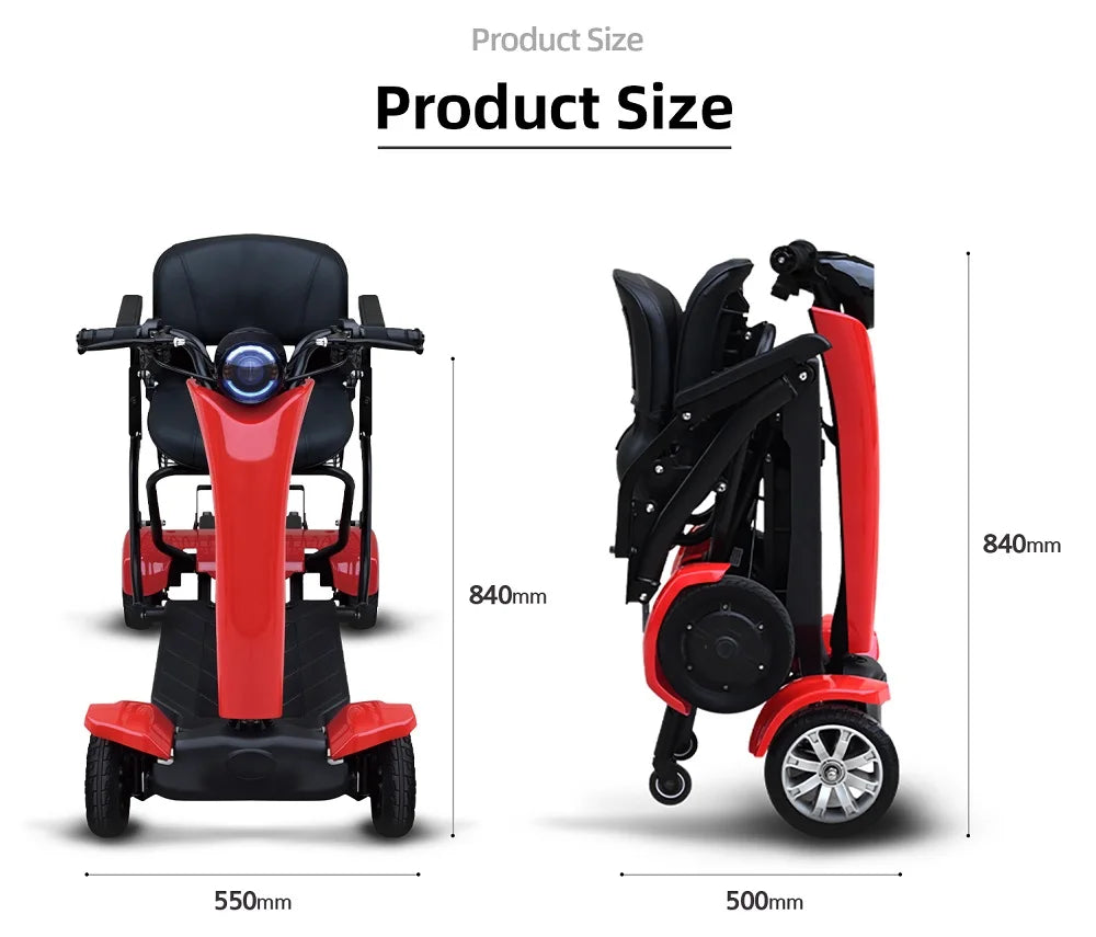 wholesale 500w cheap dual motor 4 wheel automatic handicapped adults mobility electric folding scooter