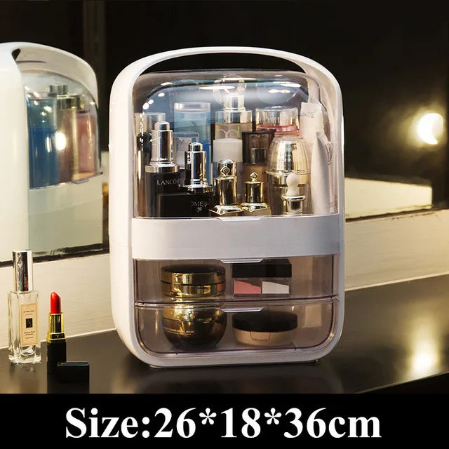 New Desktop Dustproof Organizer Storage Waterproof Fashion Skin Big Cosmetic Care Capacity Beauty Drawer Storage Box Makeup Bath