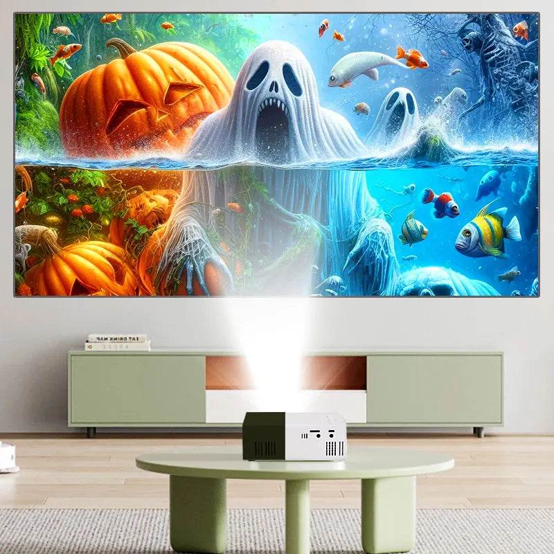 YG300 HD Mini Led Projector Equip 72 Inch Screen and Bracket Hdmi TF Usb Audio Home Media Player Beamer Travel Smart Projector - MarvelouStoree