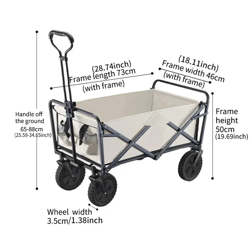 Camping Cart Outdoor Foldable Cart Oversized Camping Vehicle Picnic Vehicle Trailer Camping Trolley Stall Small Cart