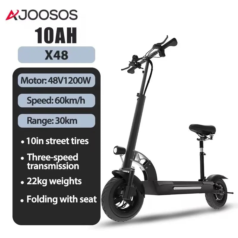 1200W 1300W 2400W 6000W Commuter Seated Adults Electric Scooter 48V/72V E-Scooter 10 inch Tubeless Off Road Tire with LCD