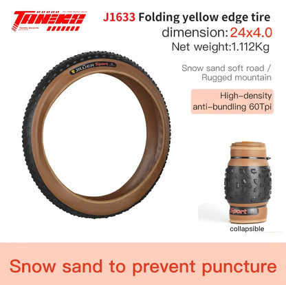 TANKE Anti Puncture Snow Beach Bicycle Tire Outdoor Biking MTB Bicycle Anti-Slip Fat Tire 20X4.0 26X4.0 Puncture Resistant Tire