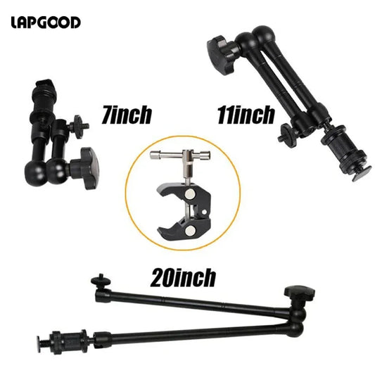 7/11/20 Inch Metal Articulating Magic Arm Super Clamp Holder Stand for DSLR Camera Photo Studio Photography Accessories Prop Kit