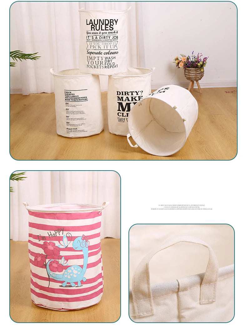 Waterproof Laundry Basket Toy Clothes Storage Basket Basket Cotton Linen Laundry Basket Dirty Clothes Storage