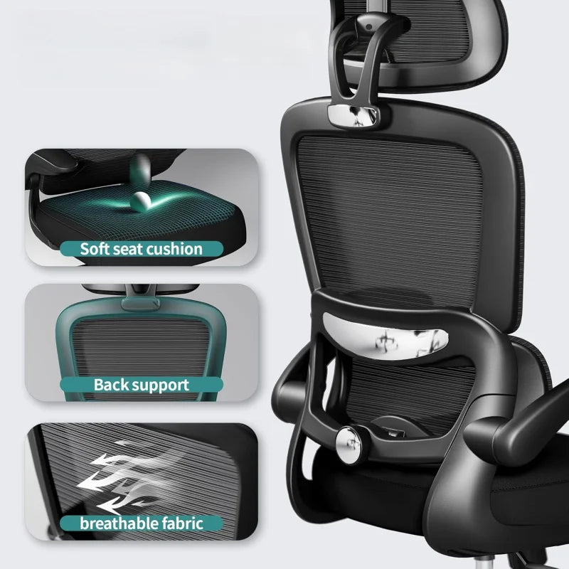 Office Desk Chairs with Wheels, Comfortable Gaming Chair, High Back Office Chair for Long Hours (Black)