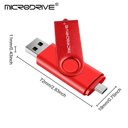 Multifunctional OTG 2 IN 1 type-c USB Flash Drive pendrive 128GB cle usb флэш-накопител stick 32/64 GB Pen Drive for phone