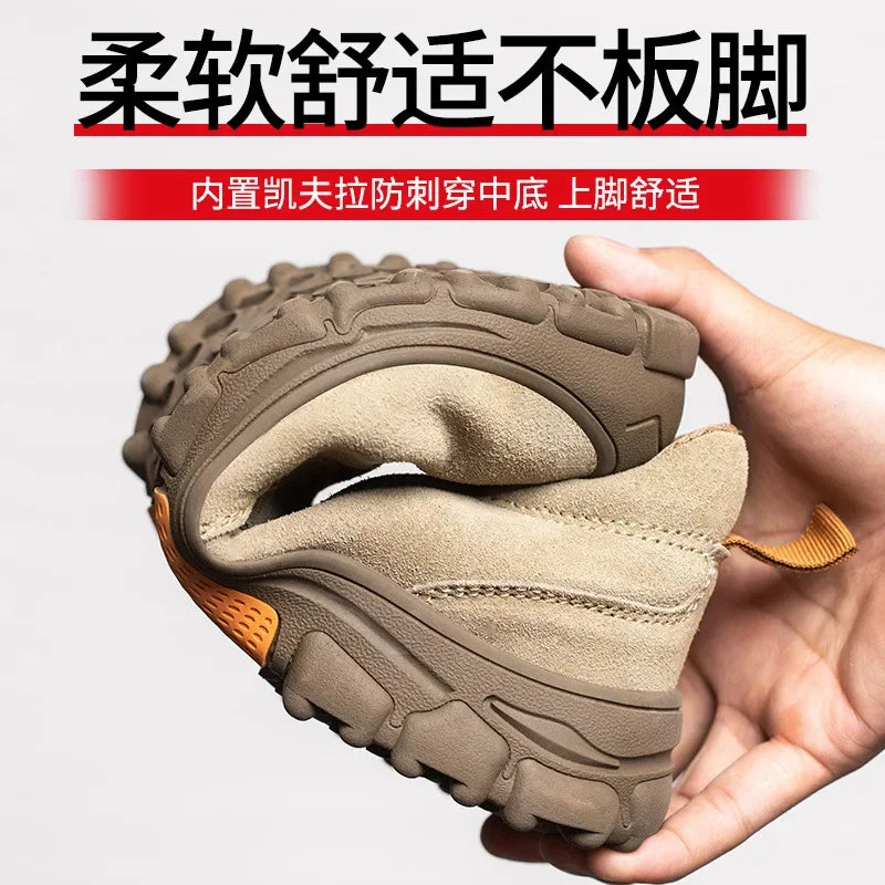 Men's work shoes anti impact, anti puncture, steel wrapped head, electric welder step on safety shoes insulation