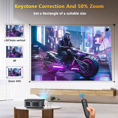 XIWBSY 25000 Lumens Android 4K Projector 1080P Native WiFi6 Auto Focus/Keystone Projector Office Home Theater Beamer Proyector