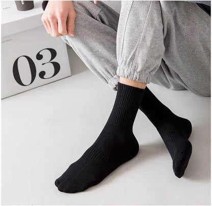 Men Socks Cotton Breathable Long Business Harajuku Socks Solid Gentleman Sox Sokken Outdoor Sports 5 Pairs/Lot Socks - MarvelouStoree