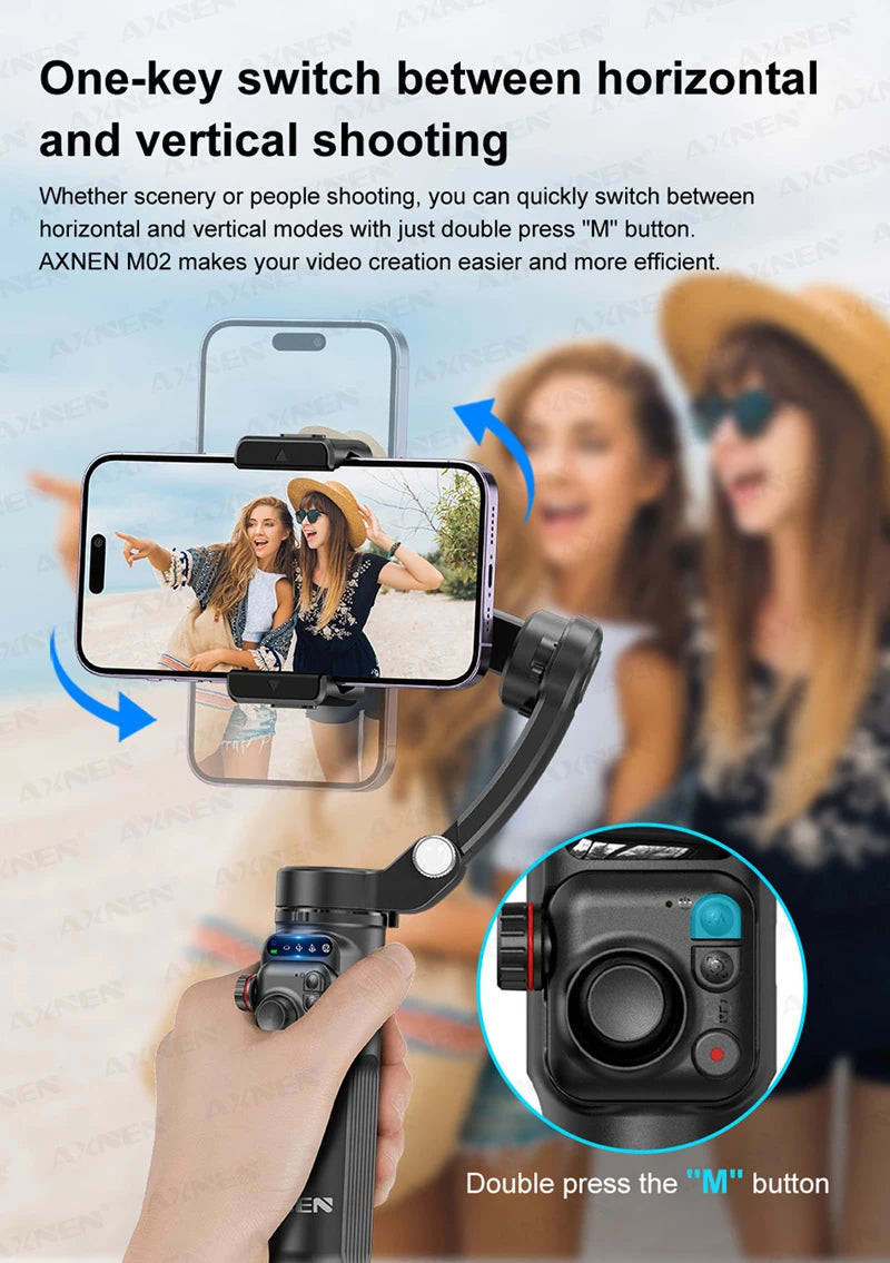 Handheld Stabilizer 3 Axis Gimbal for Cellphone Outdoor Video Shot for iPhone 16 15 PRO MAX Samsung Android, Optional AI Module