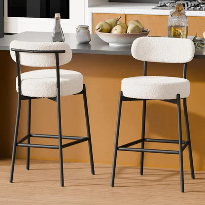 4 Inch(about 10.2 cm)Thick round Seat Height Metal Bar Stool,with Curved Back,Suitable for Kitchen Island、Coffee Shop、Bar