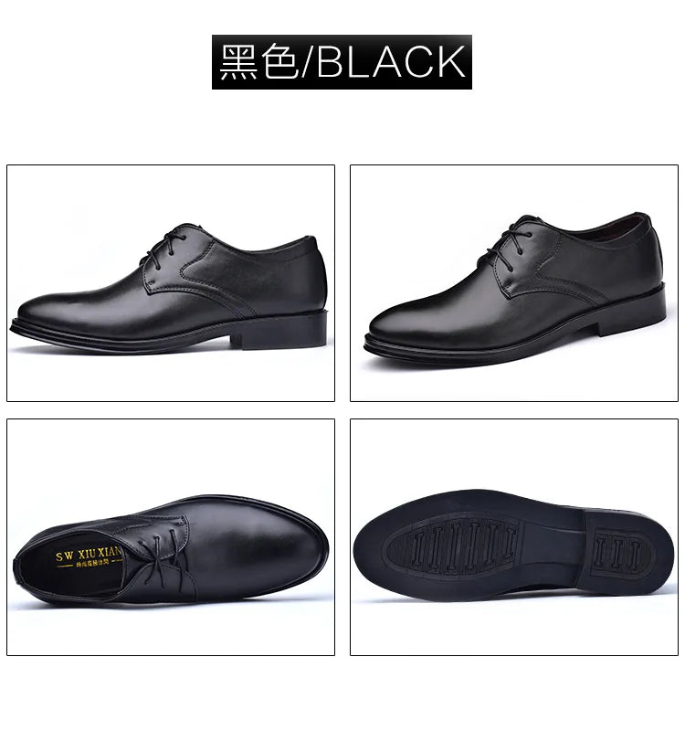 Men Dressing Shoes Formal for Men's Casual Shoe Leather Social Wedding Designer Pointed Toe Black Office Winter Shoes Brand 2023