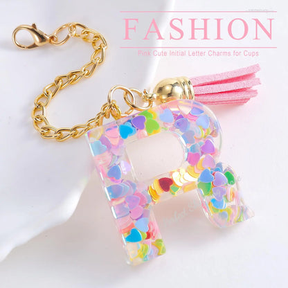 1 PCS Letter Charm for Stanley Cup Accessories Cute Initial Keychain Handle Charm for Stanley Tumbler for Women Girls 물병