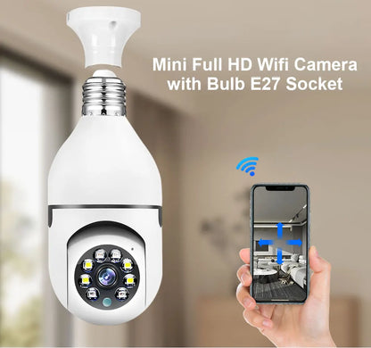 5G Wifi E27 Bulb Night Vision Camera Surveillance Full Color Automatic Human Tracking 4X Digital Zoom Video Security Monitor Cam