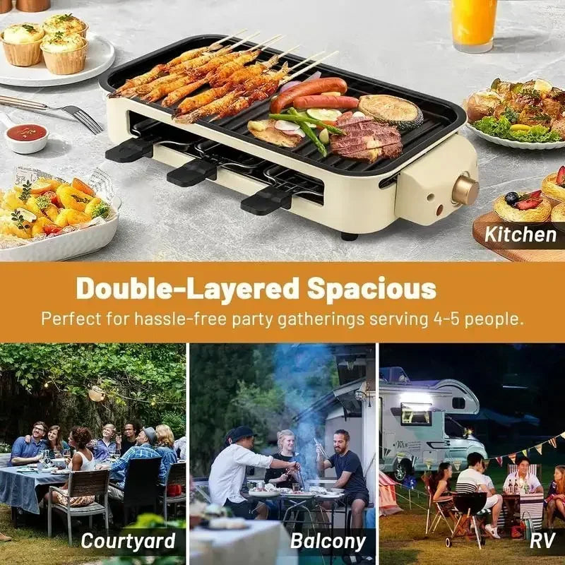 Pukomc Smokeless Indoor Grill Mother's Day, Non-Stick Cooking Removable Plate, Portable Electric Korean BBQ Grill