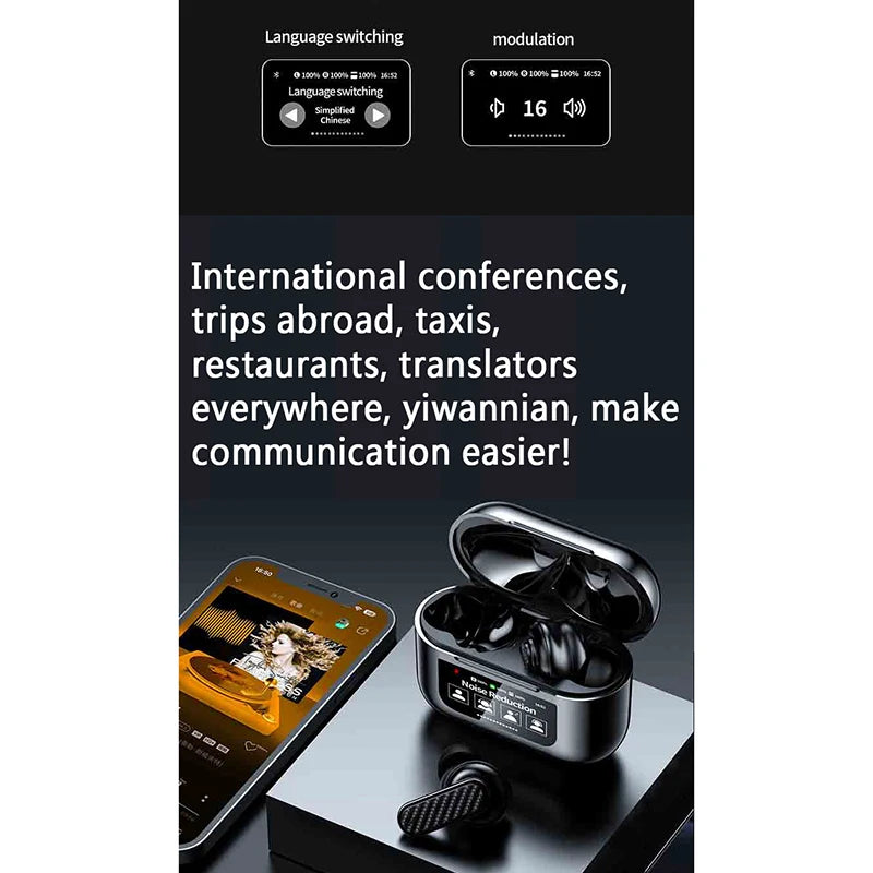 2024 NEW Translation Headphones 144Languages Instant Translate Smart Voice Translator Wireless Bluetooth textTranslator Earphone