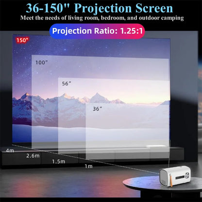 T100 Android System Projector 720P Wireless Phone Same-Screen MINI Projector Home Theater Player for iOS/Android/PC Projection