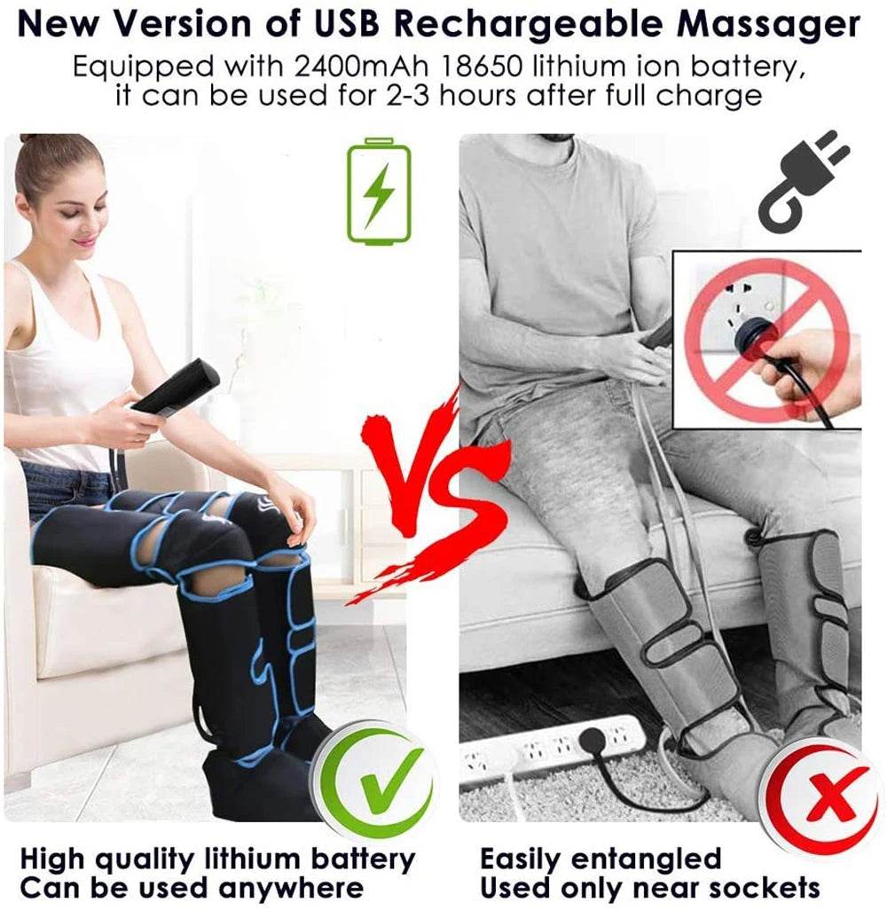 Electric Leg Muscle Relaxer 6 modes Air Compression Recovery Boot Lymph Release Relieve Foot Fatigue Heating Leg Massager - MarvelouStoree