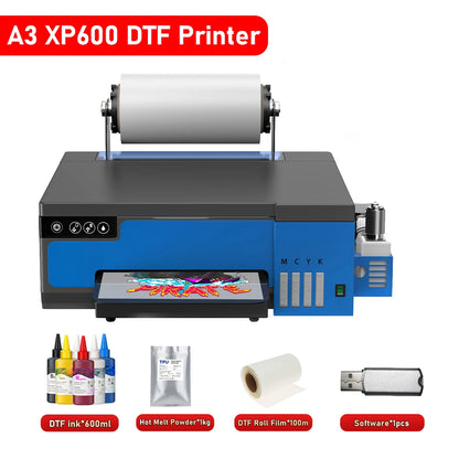 A3 XP600 DTF Printer Direct to Film Transfer Printing Machine impresora dtf a3 with Roll Feeder T shirt Printer For all Textile