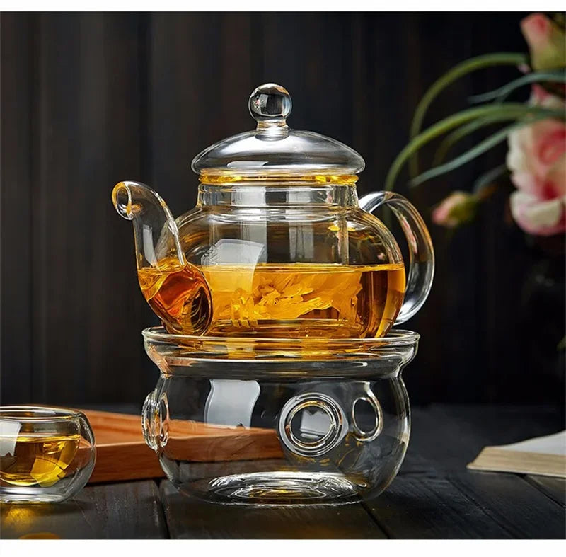 400/1100ml High Borosilicate Glass Teapot Thickened Heating Flower Tea Pot Transparent Glass Filter Teaware Kungfu Teaware