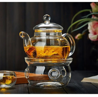 400/1100ml High Borosilicate Glass Teapot Thickened Heating Flower Tea Pot Transparent Glass Filter Teaware Kungfu Teaware