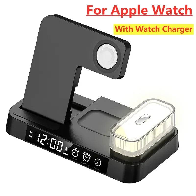 30W 3 In 1 Wireless Charger Stand Pad Alarm Clock Night Light Fast Charging Station Dock for iPhone Samsung Galaxy Watch IWatch - MarvelouStoree