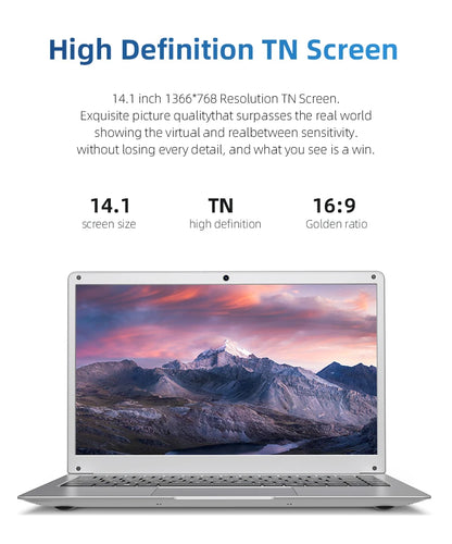 Justthink 14 Inch Lightweight Laptop Intel Celeron N4000 DDR4 8GB RAM 256GB 512GB SSD Windows 11 Adult Office Laptop Computer