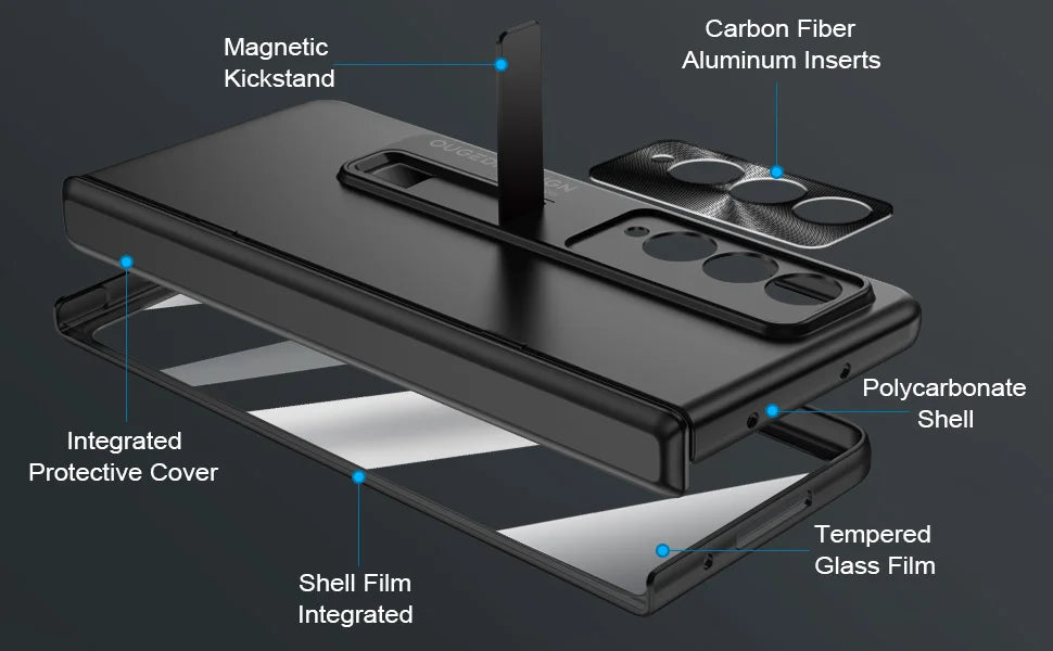 For Samsung Galaxy Z Fold 4 Case Brand Shockproof Full Coverage  Hinge Protection Ultra-Thin Samsung Case With Screen Protector