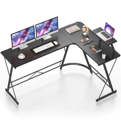 L Shaped Desk Computer Corner Desk Home Gaming Desk Office Writing Workstation with Large Monitor Stand Easy to Assemble (White,