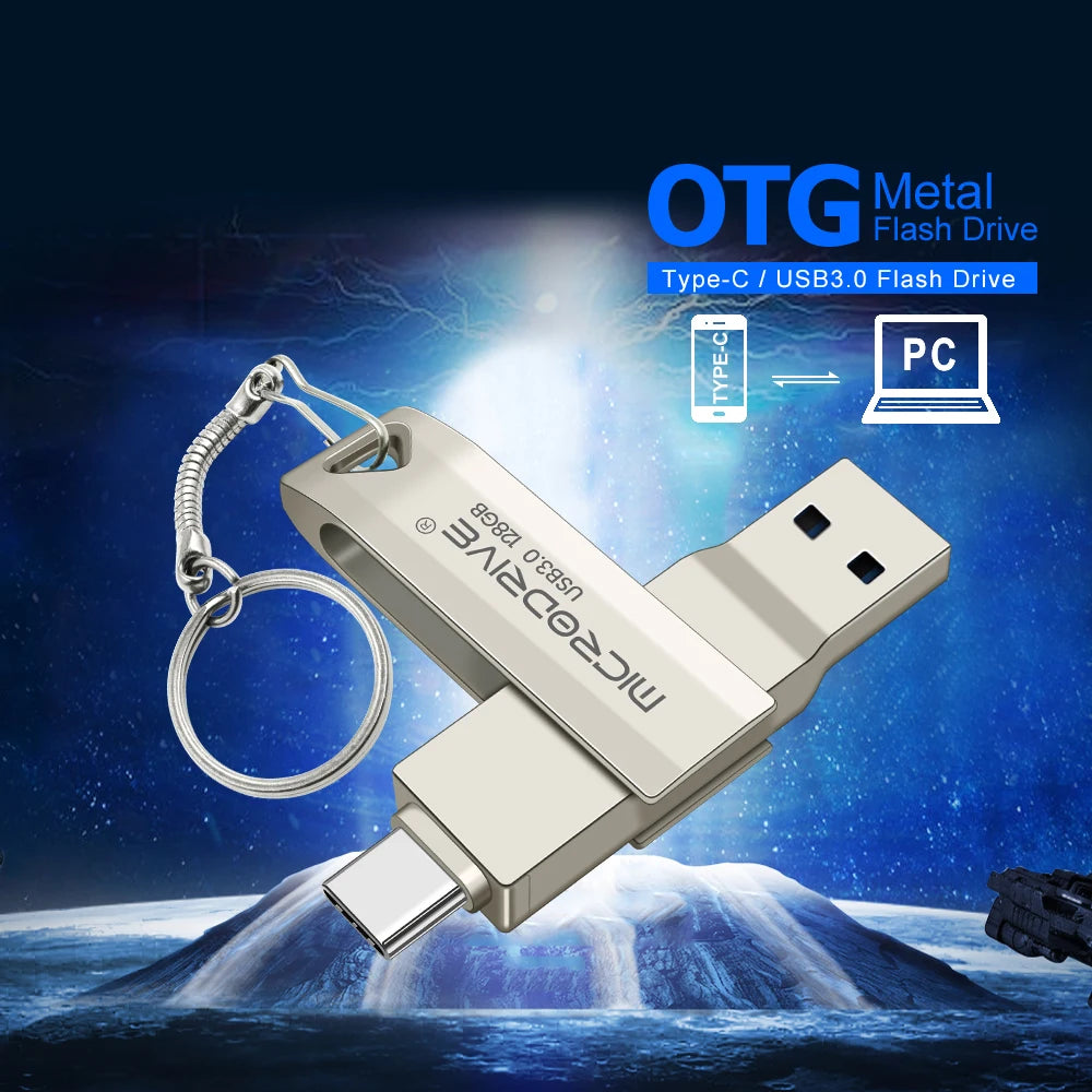 2 in 1 Usb 3.0 OTG USB-C Flash Pen Drive Metal Memory Stick flash Disk 64GB 128GB 256G USB3.0 Dual C Pendrive