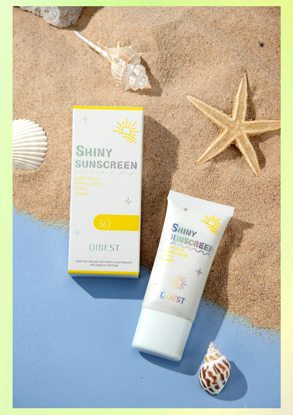 QIBEST Pearlescent Body Sunscreen Whitening Sun Cream Protective Cream Oil-Control Moisturizing Makeup Shimmer Primer Brightens