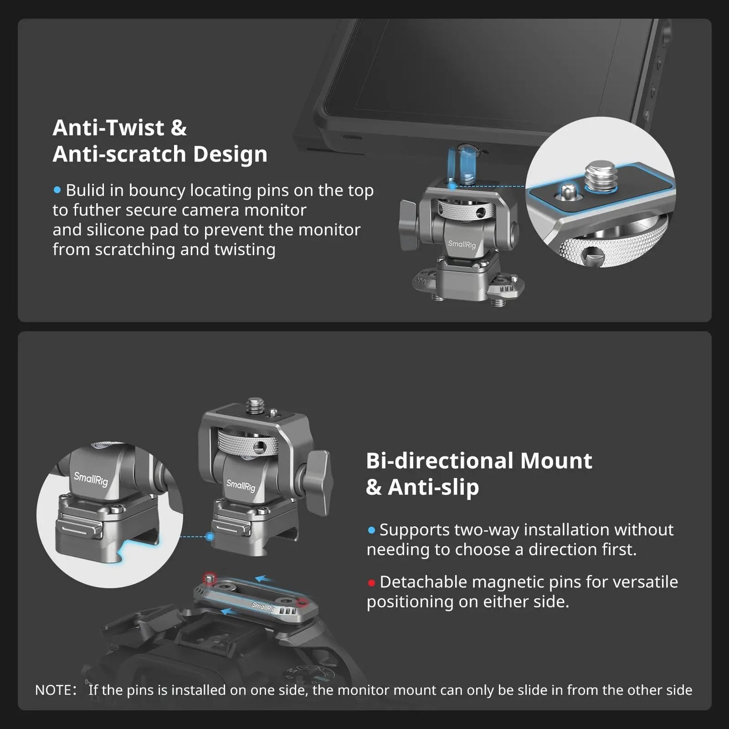 SmallRig HawkLock H21 Quick Release Monitor Support with NATO Clamp Monitor Mount with Quick Release NATO Rail,Load 2.5kg 4487