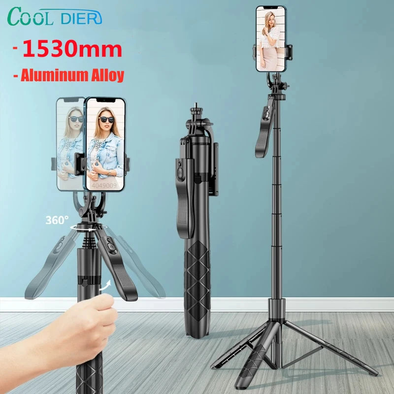 COOL DIER L16 1530mm Wireless Selfie Stick Tripod Stand Foldable Monopod With Bluetooth Shutter For Gopro Cameras Smartphones