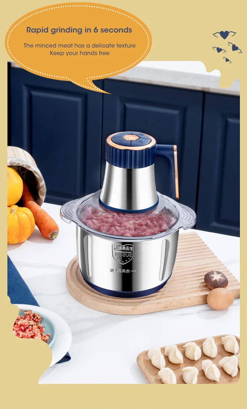 Electric Meat Grinders 5L Food Crusher Stainless Steel Multifunctional Vegetable Slicer Processor Chopper Kitchen Blenders