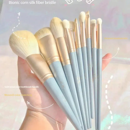 10Portable Soft-Bristled Makeup Brushes Morandi Color Makeup Brush Set Novice Beginners Advanced Full Set of Makeup Tools