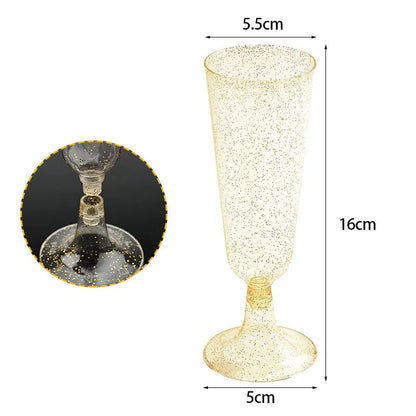 25pcs 150ml Disposable Cups Sparkling Champagne Bar Cups Plastic Champagne Flutes Clear Toasting Glasses for Weddings Party