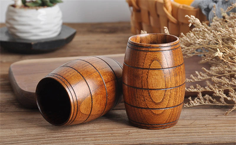 Wooden Big Belly Cups Handmade Natural Spruce Wood Cups Beer Tea Coffee Milk Water Cup Kitchen Bar Drinkware for Kitchen